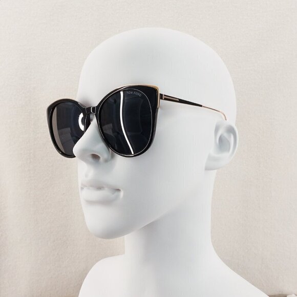 Tom Ford TF641 Round Sunglasses Black and Blue OS - Picture 10 of 11